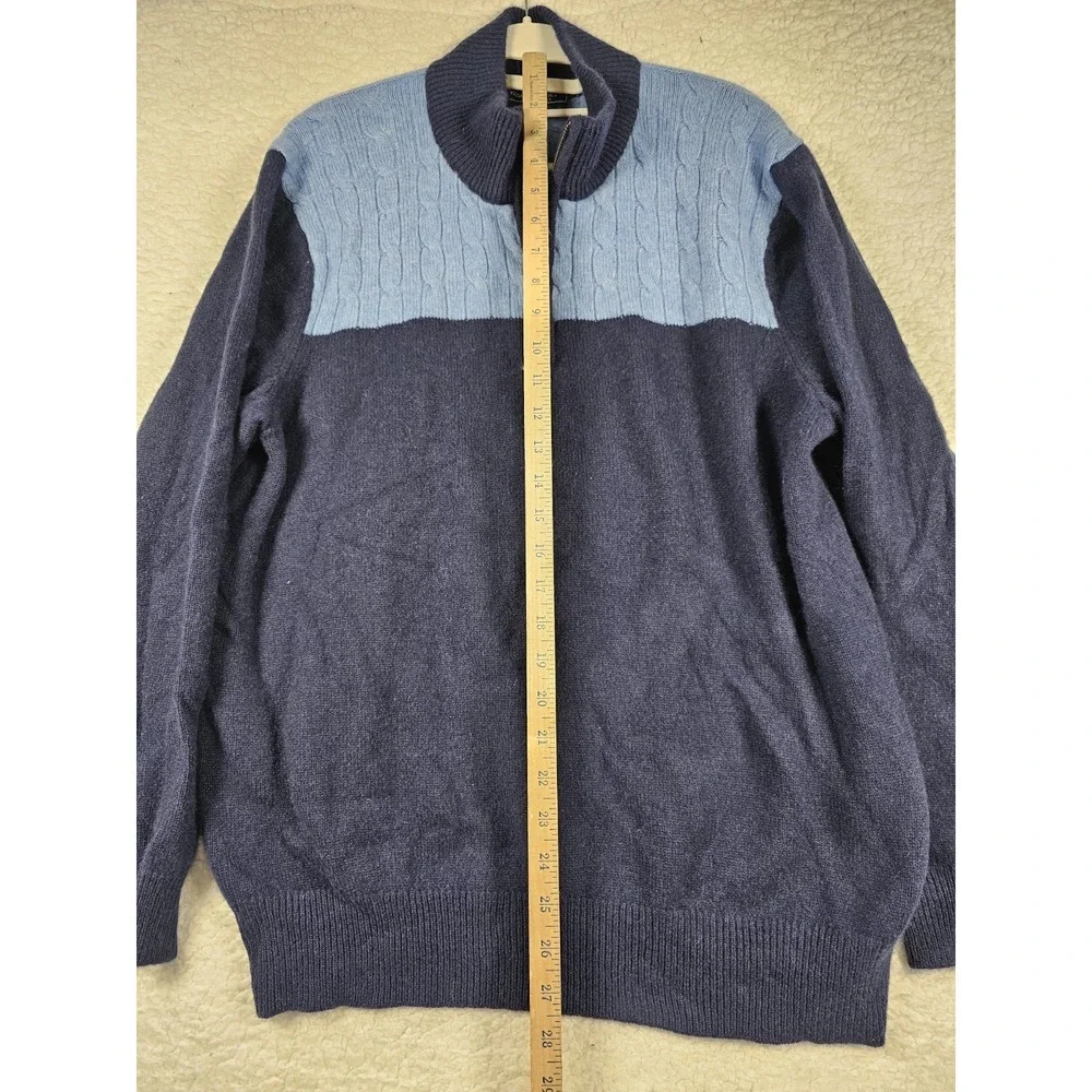 Vineyard Vines 100% Cashmere Quarter‎ Zip Sweater Mens XL Blue Cable Knit Whale